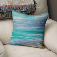 decorative coastal cushion in blue, turquoise and gray
