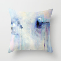 lavender, blue and white decorative pillow with abstract design