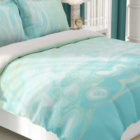 abstract comforter cover, sea foam green and blue