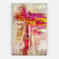 purple, red, gold and white abstract wall art by Julia Bars
