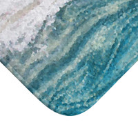 Ocean Wave Shower Curtain, Abstract Coastal Decor, Teal, Blue, Sand