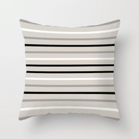 elegant striped pillow cover, gray, white, black