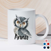 funny owl coffee mug with customizable name