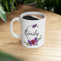 personalized mug with name and flowers