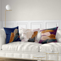 abstract art pillows with bohemian chic gold glitter design