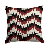 original throw pillow in red and black with wave pattern