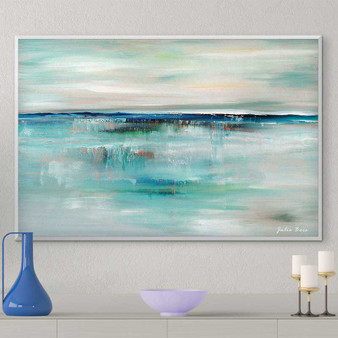 abstract coastal wall art, blue and white seascape by Julia Bars