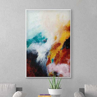 abstract art print, giclee print on canvas in black, blue and red