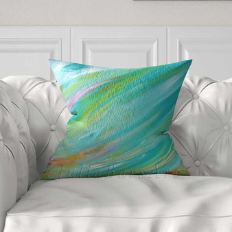 turquoise, blue and green art throw pillow