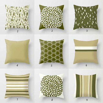 dark and light green and white throw pillow covers 