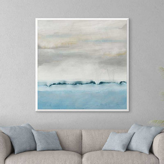 modern art print in pale blue and neutral gray, coastal art by Julia Bars