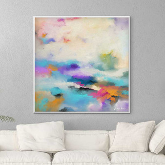 Large abstract giclee print, blue orange painting by Julia Bars