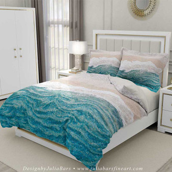 designer duvet cover with coastal theme by Julia Bars