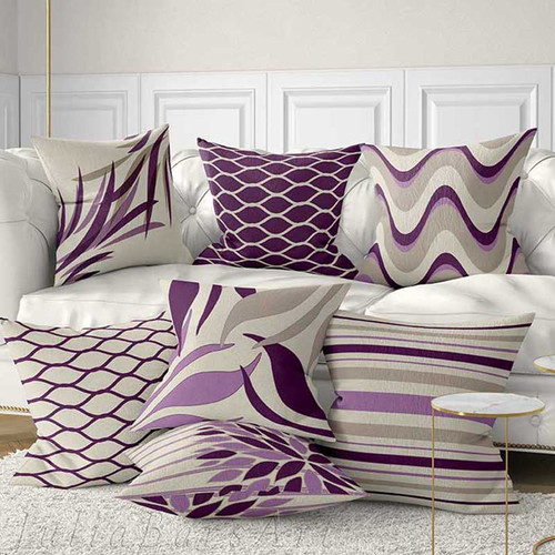 purple and gray decorative pillows, throw pillow covers by Julia Bars