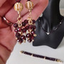 Garnet Earrings, Bunch of Grapes Dangle Earrings, Handmade Jewelry