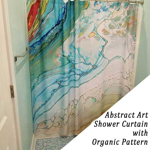 abstract ocean wave shower curtain