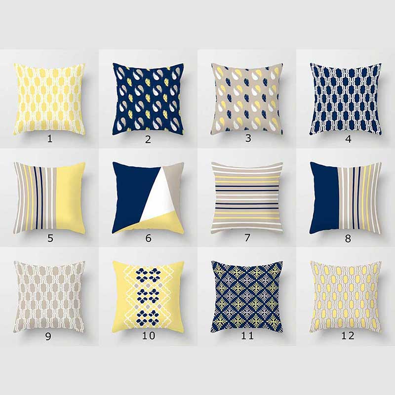 yellow and gray pillows