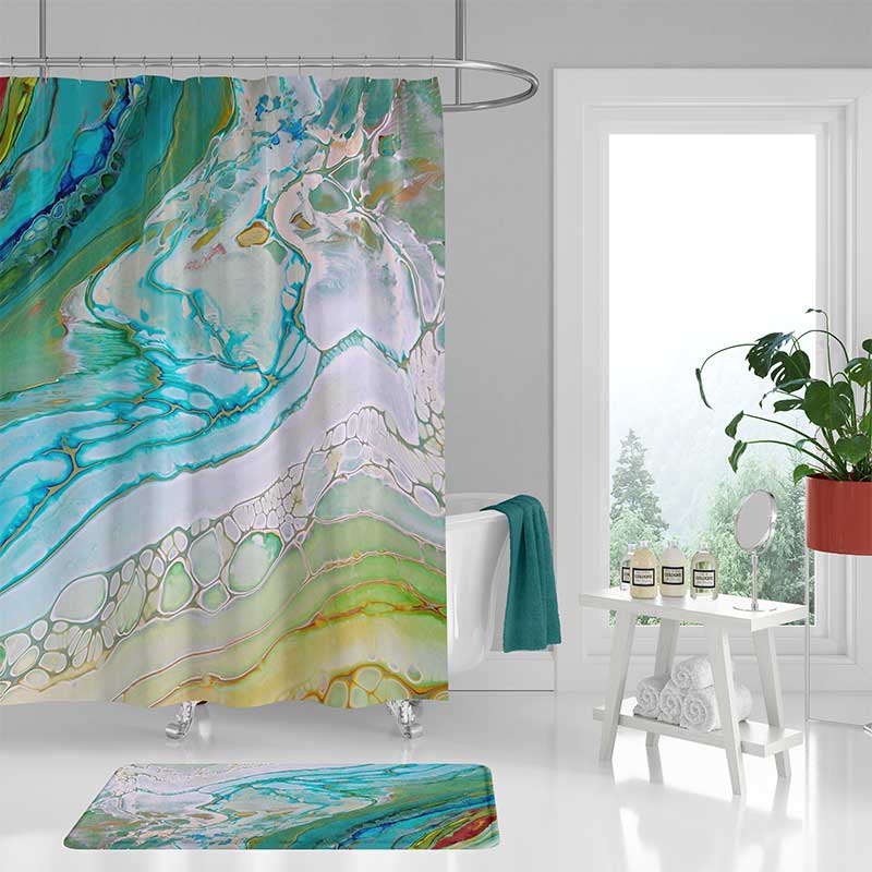 seafoam green hookless shower curtain