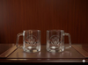 Set of 2, Clear Glass Espresso cups or Tea cups/ENGRAVED DOS Logo