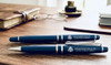 New! Navy Blue/Silver accent Ballpoint or Rollerball Pen - DOS logo engraved in Navy Leatherette Presentation Box