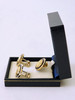 Set of 3D DOS Gold or Silver Cufflinks & Lapel Pin/Tie Tac in Navy Leatherette Box