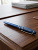 New! Set of 2- Navy Blue/Silver accent Ballpoint & Rollerball Pen/DOS logo engraved in Navy Leatherette Presentation Box 