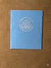 New Blue Reinforced Presentation Folder- Light silver- white DOS Logo
