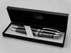 Set of 2 Executive DOS Gunmetal Finish Pen/Silver Accents with Navy Leatherette Box