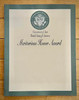 Meritorious Honor Award Certificate/Green Border -Large Portrait 11" x 14"
