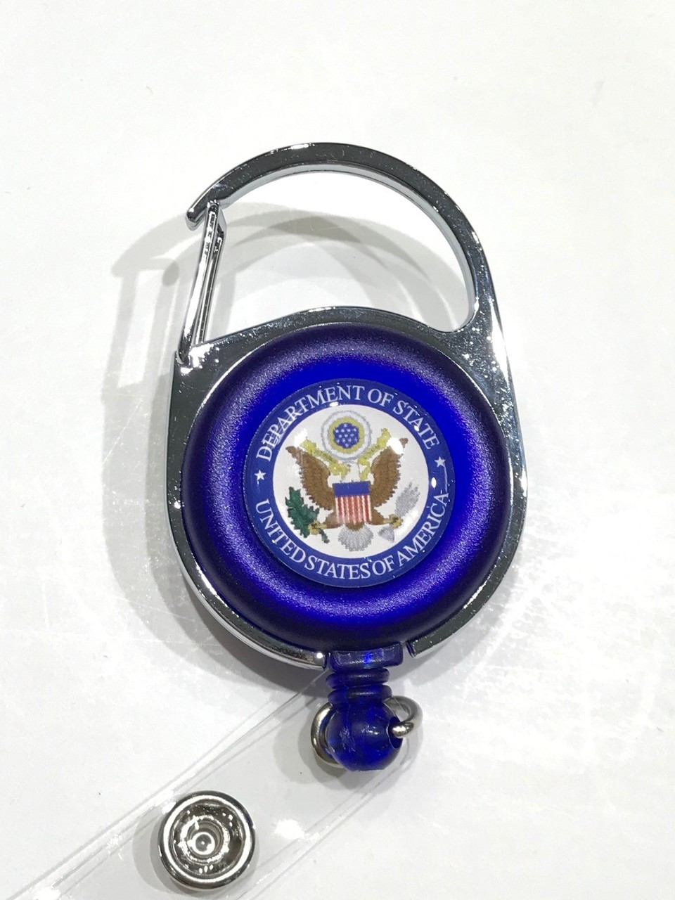 Round Carabiner Badge Reel with Reinforced Strap/DOS Logo - BKK Inc./ FARA  State Department Gifts