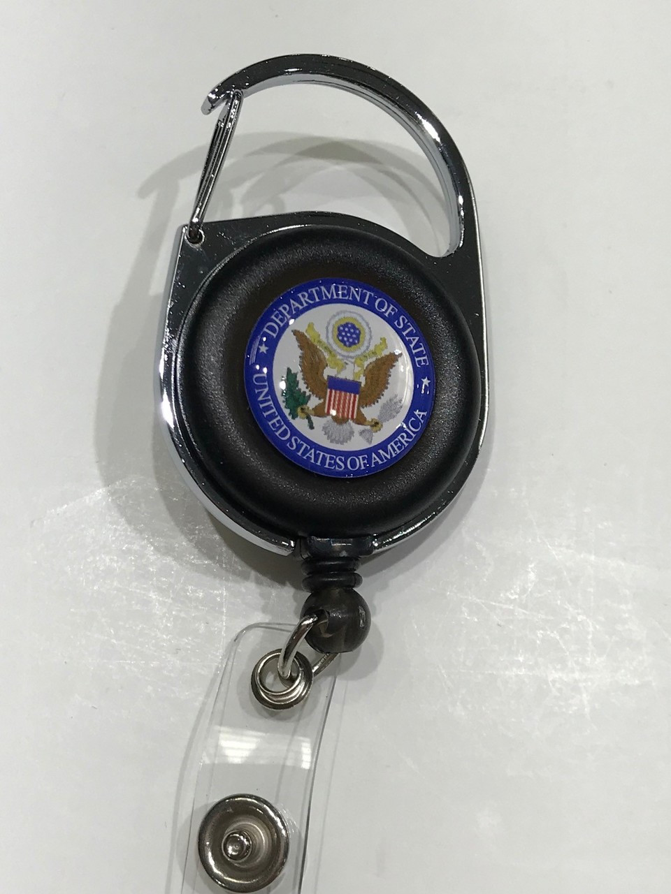 Round Carabiner Badge Reel with Reinforced Strap/DOS Logo