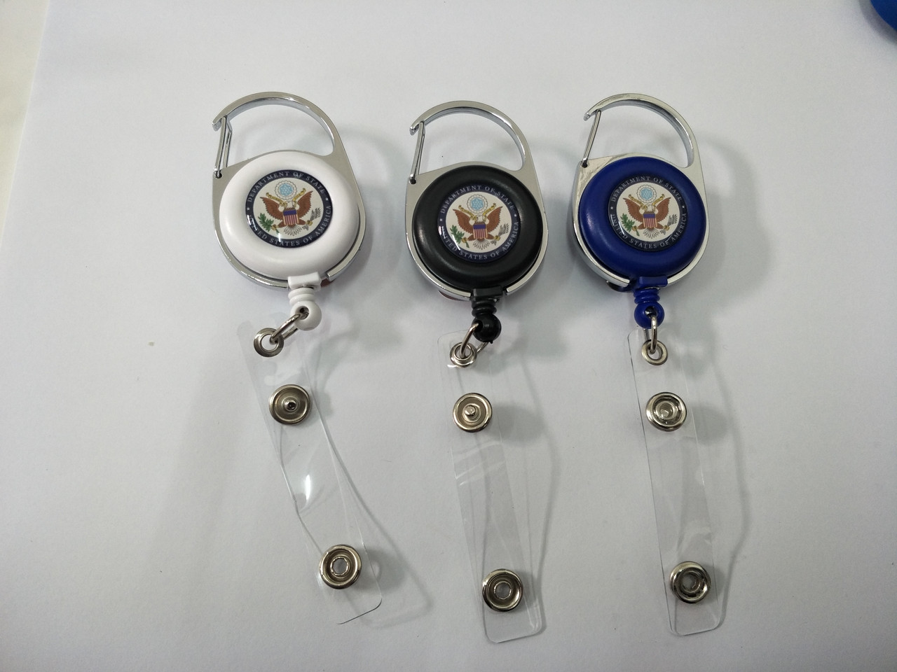 Round Carabiner Badge Reel with Reinforced Strap/DOS Logo - BKK Inc./ FARA  State Department Gifts