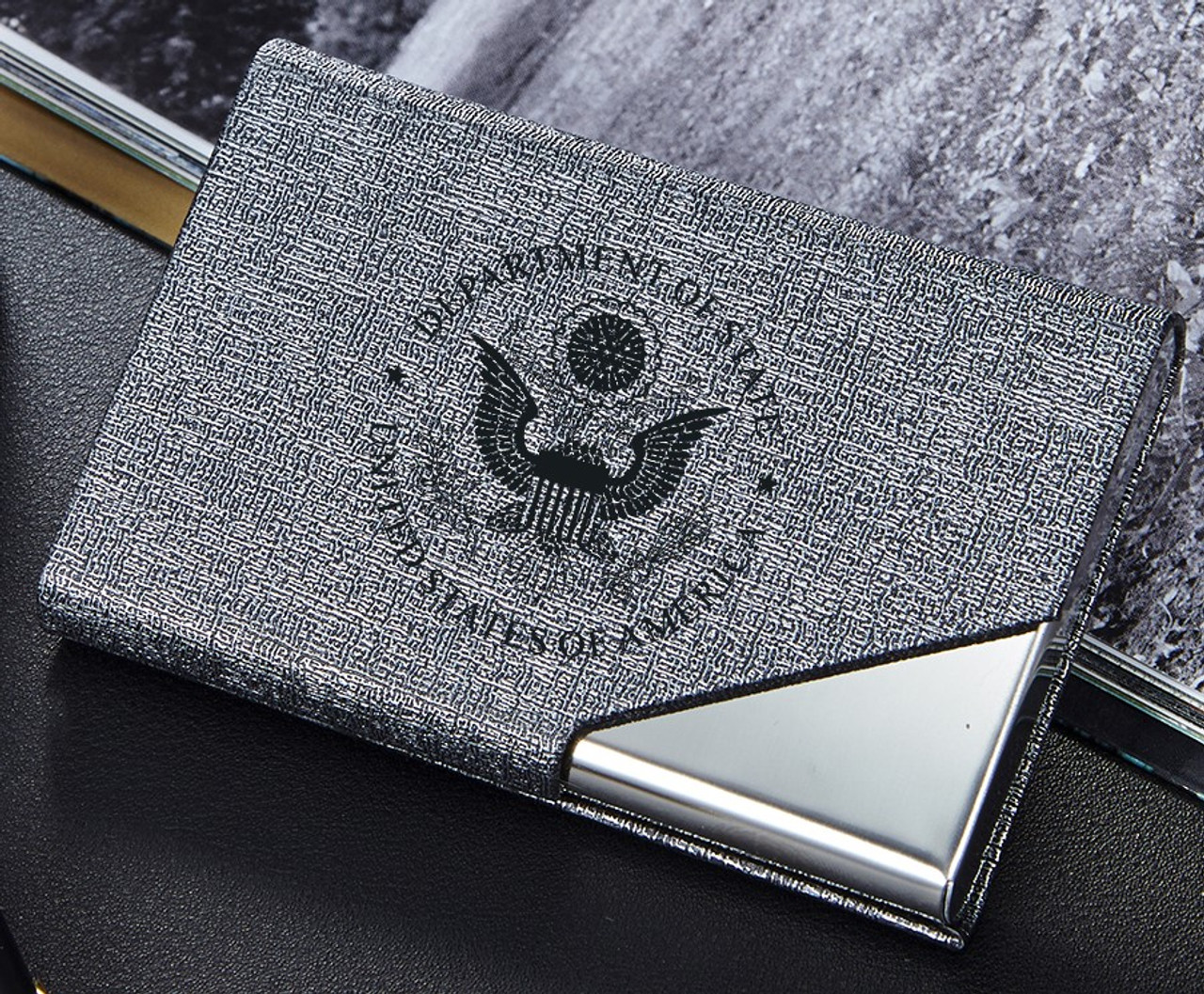 Embossed Business Card Holder  Engraved Stainless Steel Holder