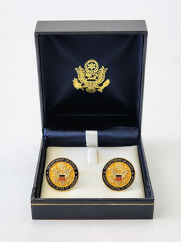 2-D Raised, Recessed DOS Logo with color shields - Cufflinks & Lapel Pin/Tie Tac in Gold or Silver Finished