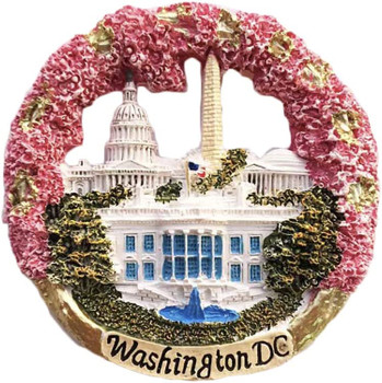 Washington, DC USA 3D Round Fridge Magnet