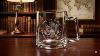 Set of 2, Clear Glass Espresso cups or Tea cups/ENGRAVED DOS Logo