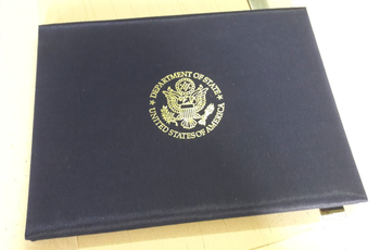  Silk Certificate Holder - Luxury hand-made Navy Silk/Gold DOS Logo 