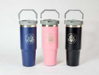 30oz IceFlow Flip Straw Tumbler with Folding Handle/DOS Logo ENGRAVED