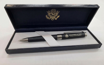 New! Classic Black Ballpoint or Rollerball Pen/DOS Logo engraved with Presentation Box