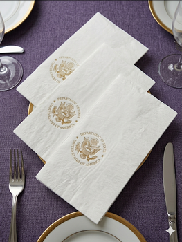 Dinner Napkin, 3-ply/DOS Logo gold foil-stamped
