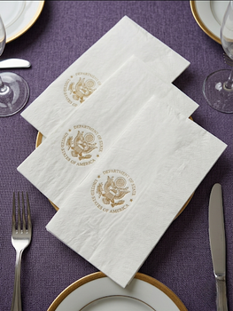 Dinner Napkin, 3-ply/DOS Logo gold foil-stamped