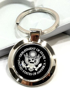 Round Key Holder Silver - Black/DOS Logo Engraved 