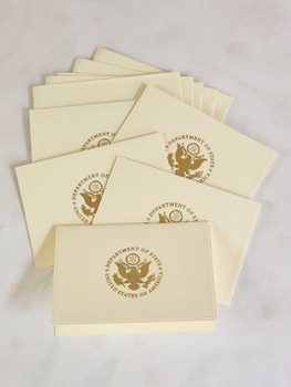5 Embossed Bevel Frame design -  Raised Gold DOS Folding Notecards with 5 Envelopes