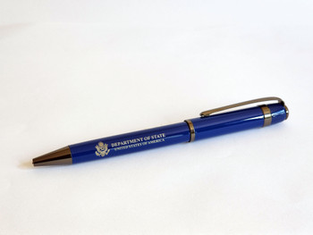 New! Elegant Navy Blue Ballpoint Pen/DOS Logo Engraved with Presentation Box