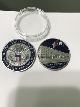 DOS/Harry S Truman Building Challenge Coin in Acrylic case