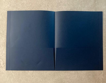 Navy Blue DOS Reinforced Presentation Folder - Gold foiled-stamped