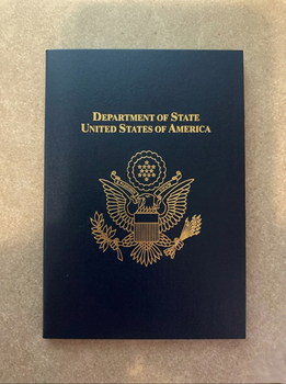 Large Portrait DOS Certificate Holder 11.5" x 15.25" - Gold foil-stamped Logo & Text