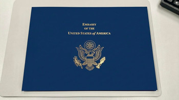 EMBASSY Certificate Holder, LARGE Landscape 15.25" x 11.5" - GS Logo Gold foil-stamped & Text