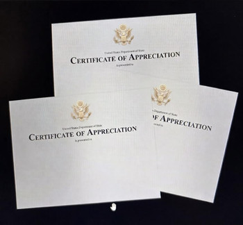Standard Landscape Certificate of Appreciation 11" x 8.5"