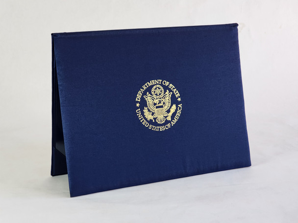  Silk Certificate Holder - Luxury hand-made Navy Silk/Gold DOS Logo 